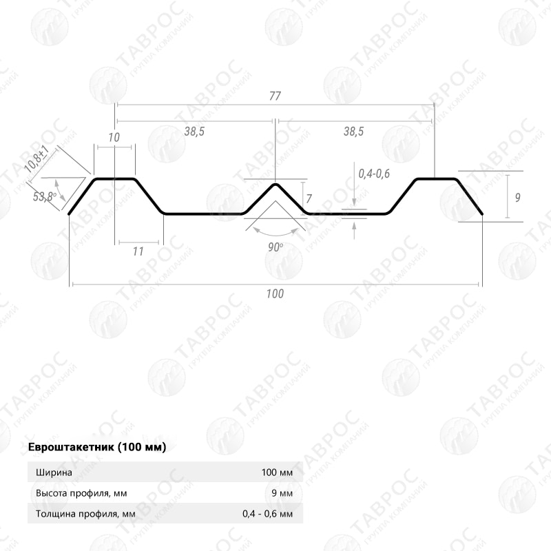 Металлический штакетник Гладкий полиэстер RAL 3005 (Красное вино) 2000*100*0,4 односторонний Прямой