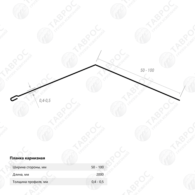 Планка карнизная Гладкий полиэстер RAL 7004 (Серый) 2000*50